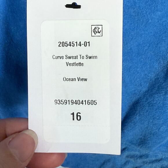 COTTON on Women's Active Sweat to Swim crop Top Blue, 16W - Picture 6 of 6